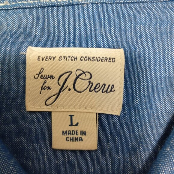 J.Crew Shirt Mens Re-Imagined Blue Short Sleeve Button-Up Front Pockets Size L - Picture 2 of 9